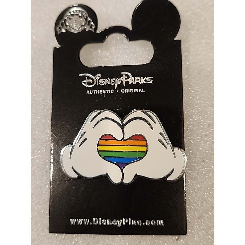 Disney Pin Rainbow Mickey Heart Hands White Glove Glitter Pride LGBTQ+ 00012